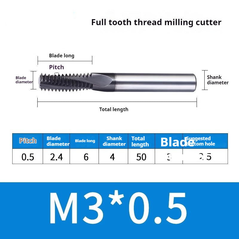 2034-65° three-tooth thread milling cutter, tungsten steel alloy end mill, tooth milling cutter, three-edged coating, M2M3M4M6 CNC cutter Shandong Denso Pricision Tools Co.,Ltd.